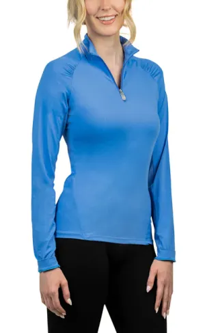 1/4 Zip Shirred Raglan Long Sleeve - Periwinkle