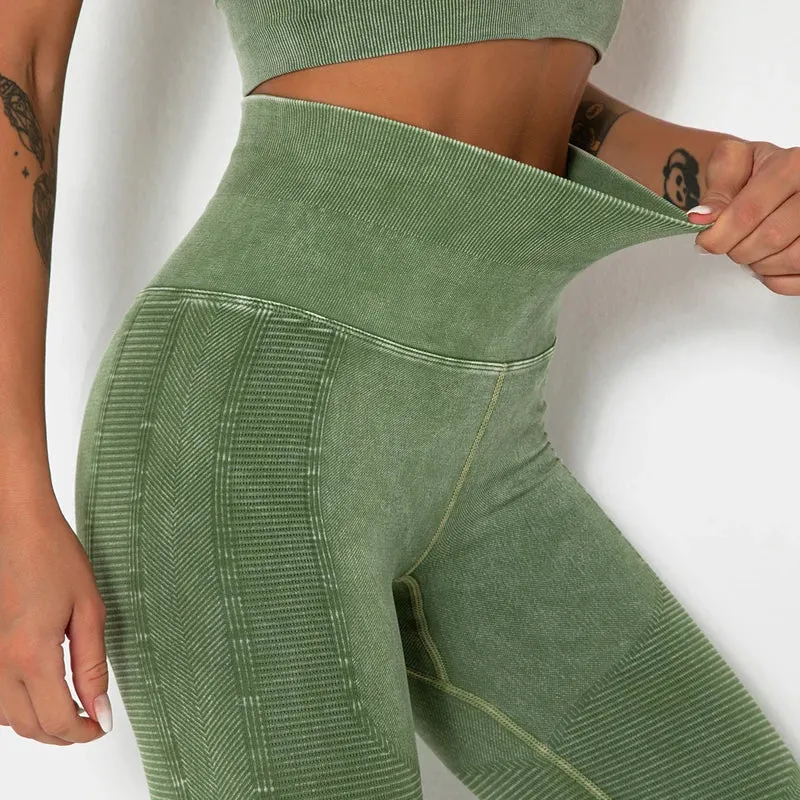 2-Piece Seamless Yoga Sport Suit for Women - Long Sleeve Crop Top   High Waist Leggings
