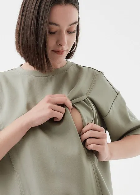 241012G2 Loose-Fit Cooling Maternity & Nursing Top