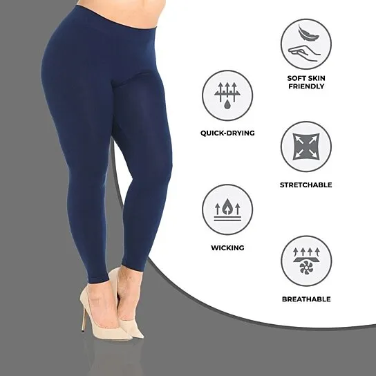 4-Pack: Plus Size Women's Ultra-Soft Stretchy Solid Yoga Leggings
