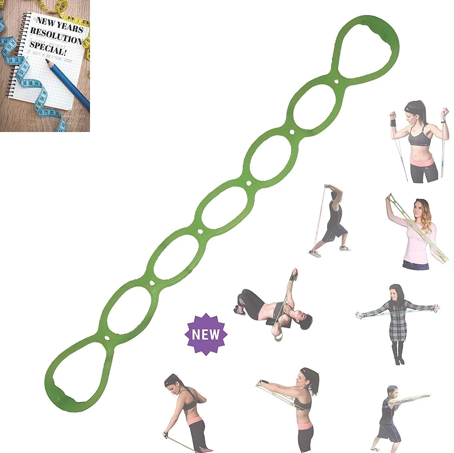 7 Ring Stretch & Resistance Exercise Band Home, Fitness Workout