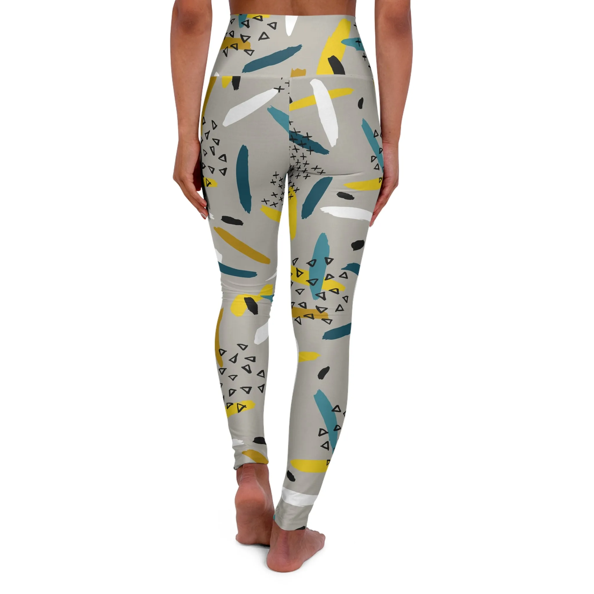 Abstract High Waisted Yoga Leggings - Stylish Activewear for Fitness Enthusiasts