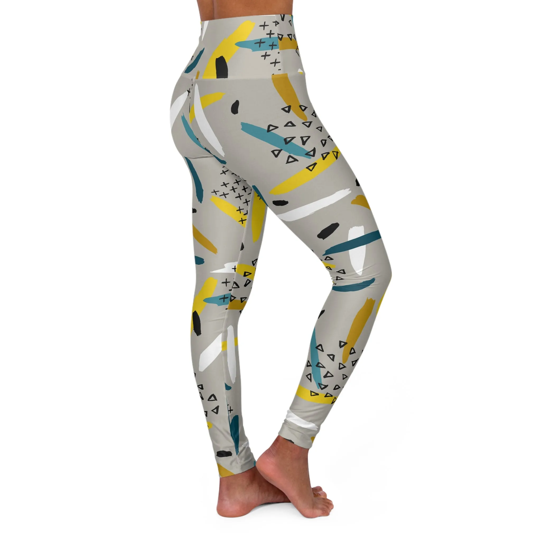 Abstract High Waisted Yoga Leggings - Stylish Activewear for Fitness Enthusiasts