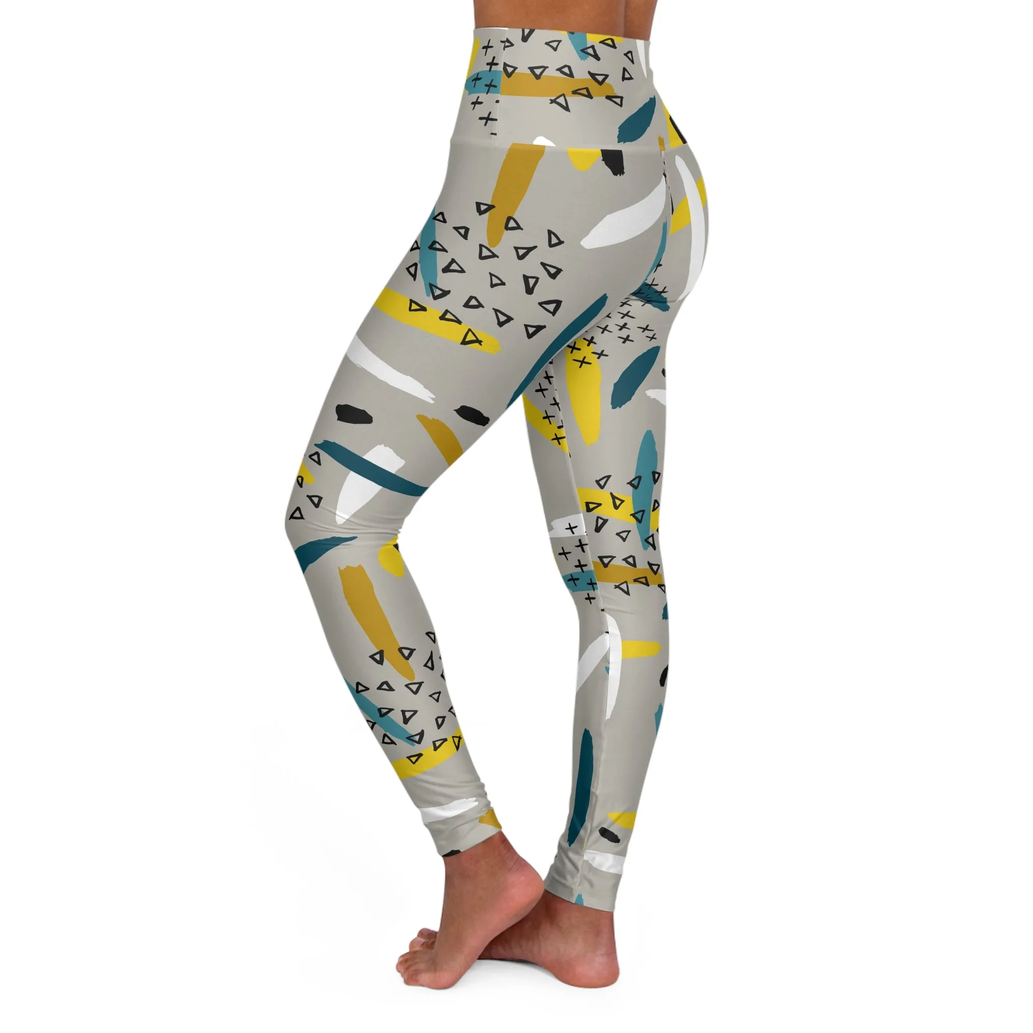 Abstract High Waisted Yoga Leggings - Stylish Activewear for Fitness Enthusiasts