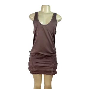 Adidas Brown Racerback Tiered Pleated Hem Brown Dress W/ Side Pocket Womens