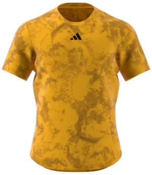ADIDAS Paris Mens Freelift Badminton T-Shirt - Gold / Yellow