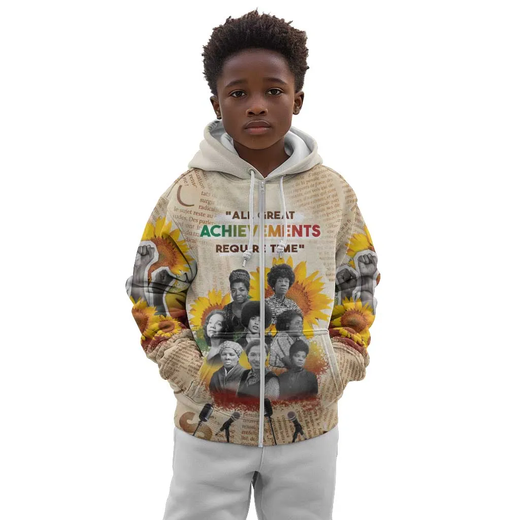 African Achievements Kid Hoodie Civil Rights Female Leaders Sunflower DT04