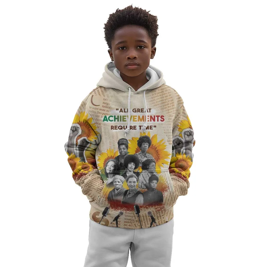 African Achievements Kid Hoodie Civil Rights Female Leaders Sunflower DT04