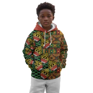 African Tribal Geometric Mixed Kanga Pattern Kid Hoodie LT9