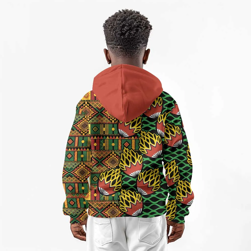 African Tribal Geometric Mixed Kanga Pattern Kid Hoodie LT9