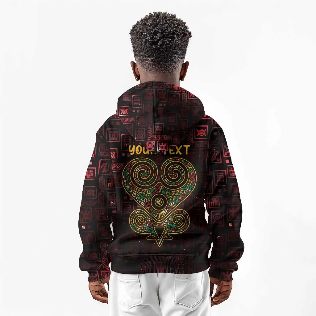 Afro-American Culture Kid Hoodie Adinkra Sankofa Heart - Cosmic Red LT7