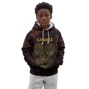 Afro-American Culture Kid Hoodie Adinkra Sankofa Heart - Cosmic Red LT7