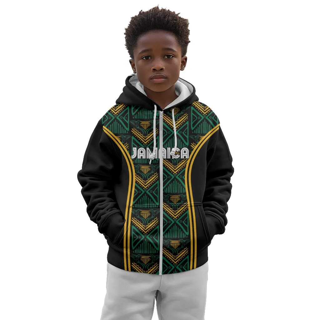 Afro-Jamaica Custom Kid Hoodie Reggae Boyz Ethnic Motifs LT7