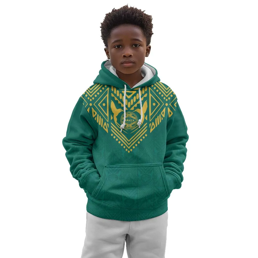 Afro-Jamaicans Tribal Custom Football Kid Hoodie Green Style LT9