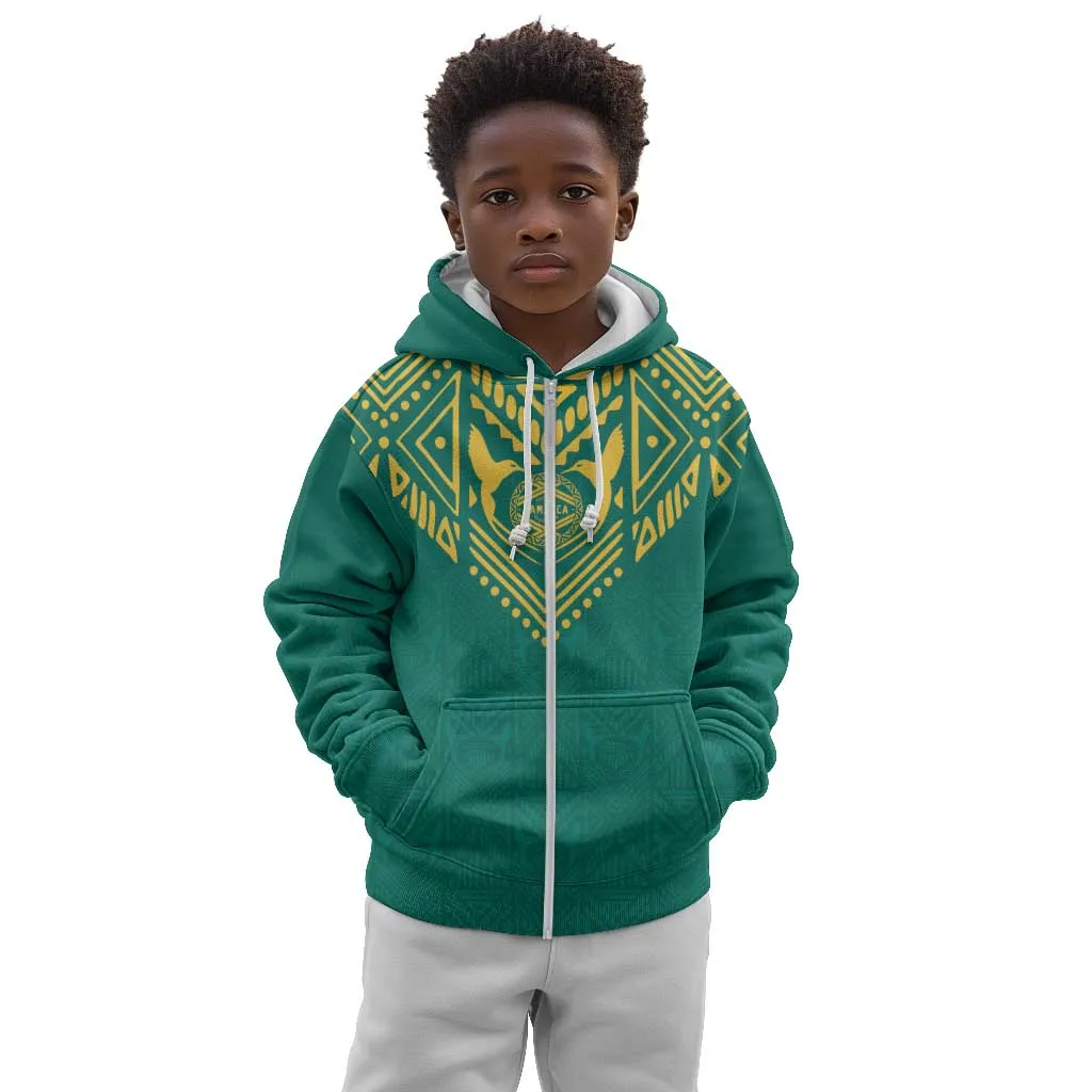 Afro-Jamaicans Tribal Custom Football Kid Hoodie Green Style LT9