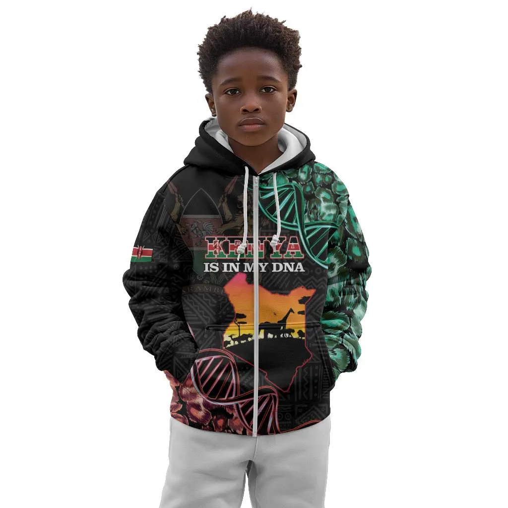 Afro Kenya Kid Hoodie Kenyan Is In My DNA - Jamhuri Day LT14
