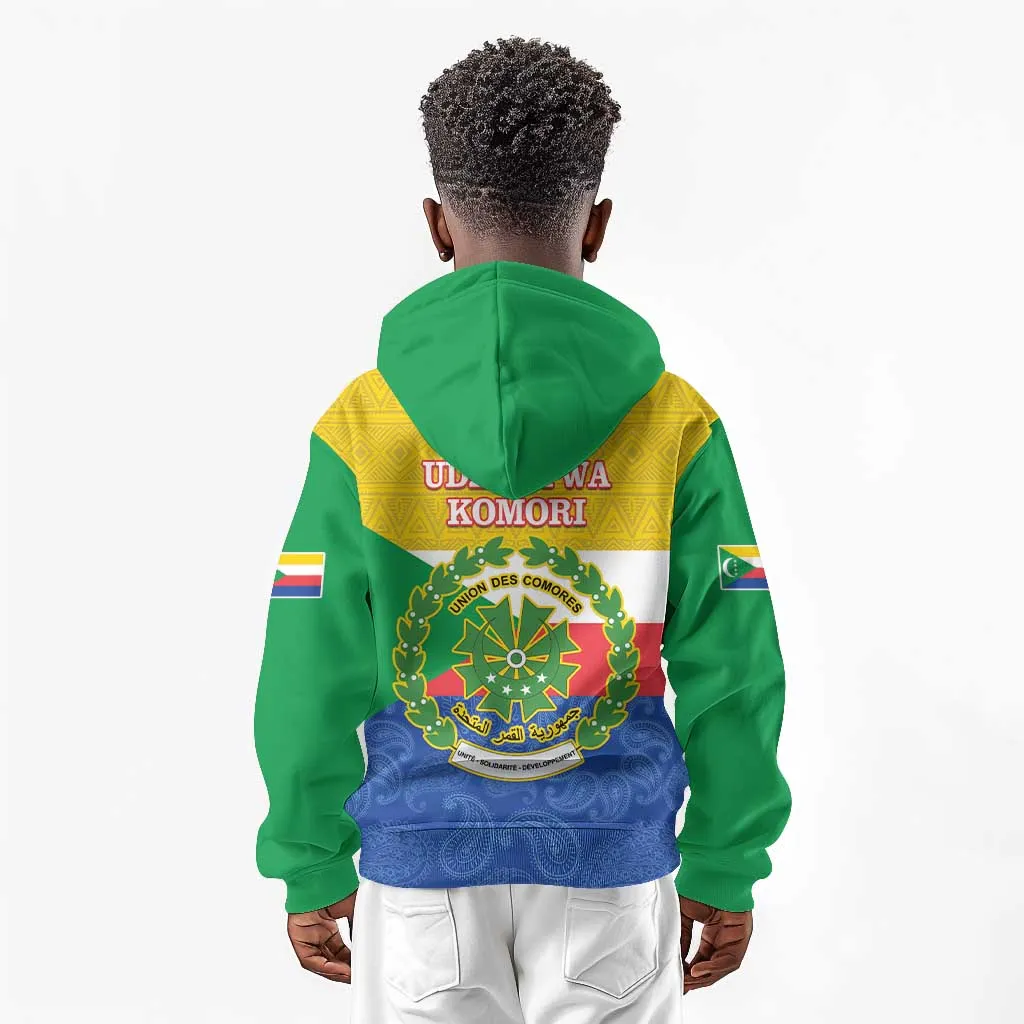 Afro Paisley Udzima wa Komori Kid Hoodie Comoros Is In My DNA LT14