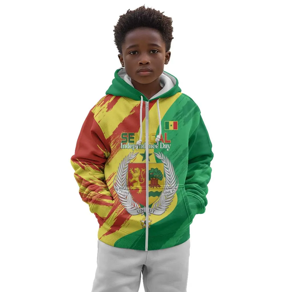 Afro Senegal Independence Day Kid Hoodie Coat Of Arms Grunge Style LT14
