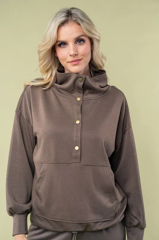 Air Scuba Long Sleeve Snap Pullover by White Birch - Olive