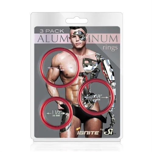 Aluminum Ring - Hellfire Red - 3 Pack - 2, 1.75, 1.5 Inch