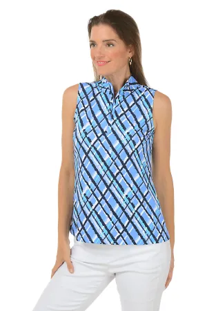 Argyle Plaid Cooling UPF50  Sleeveless Zip Top