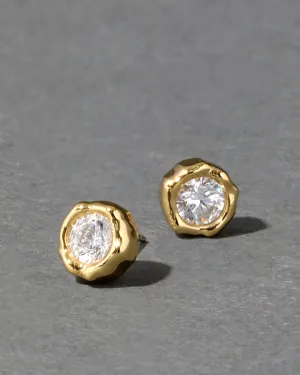 Asterales Gold Molten CZ Stud Earring