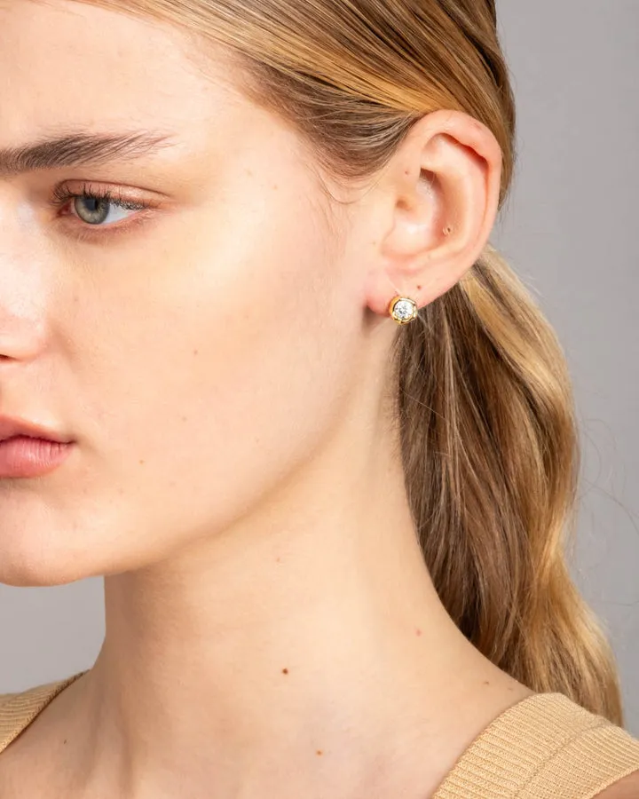Asterales Gold Molten CZ Stud Earring
