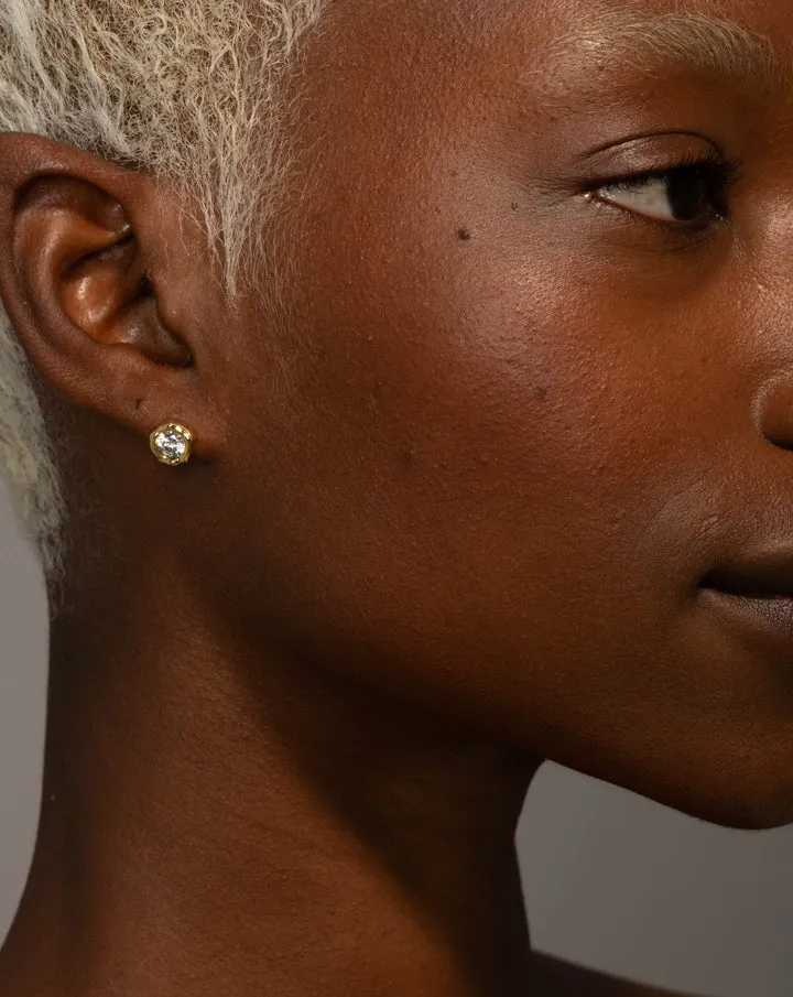 Asterales Gold Molten CZ Stud Earring