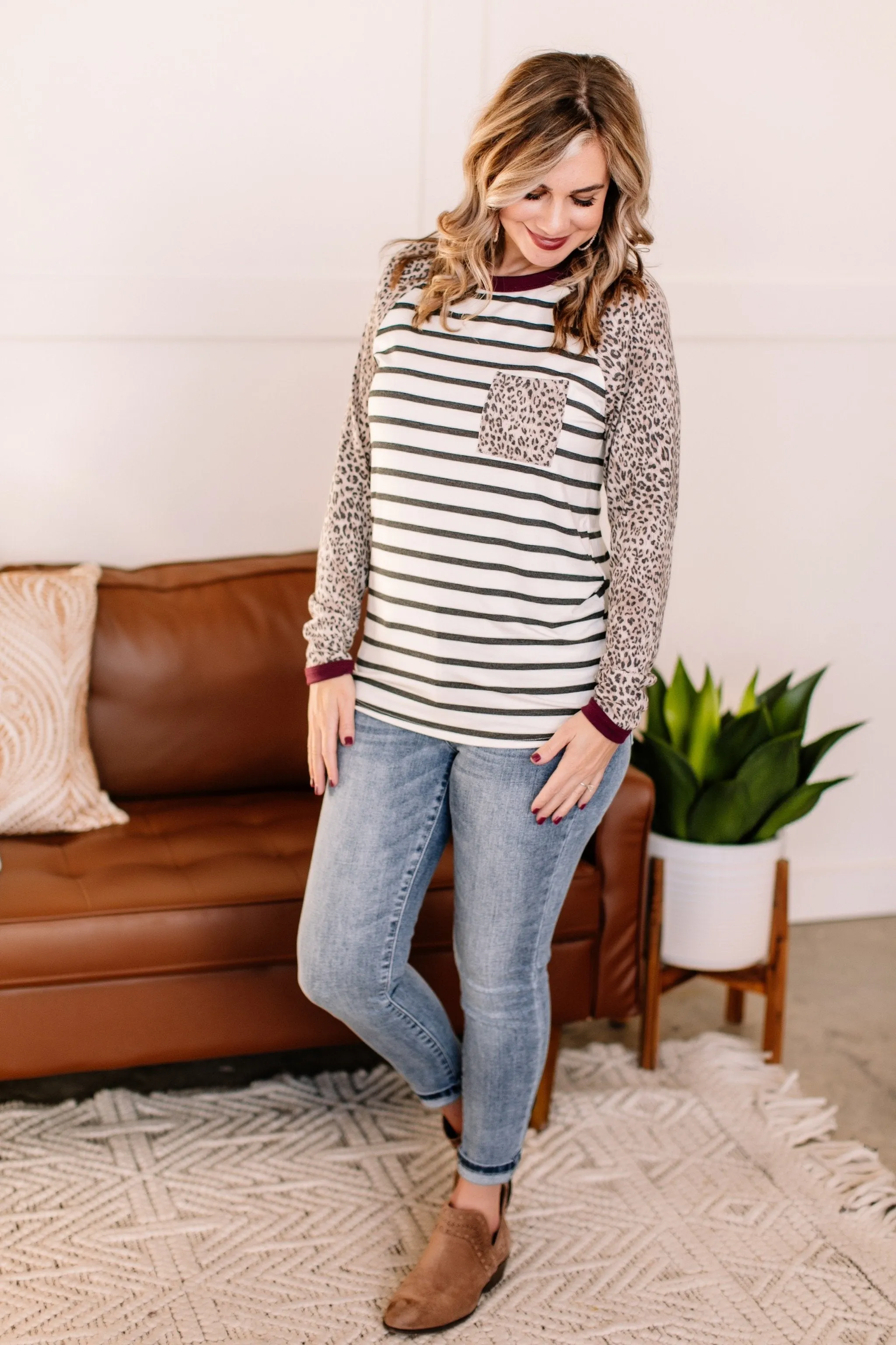 Attitude Adjustment Raglan Leopard Top