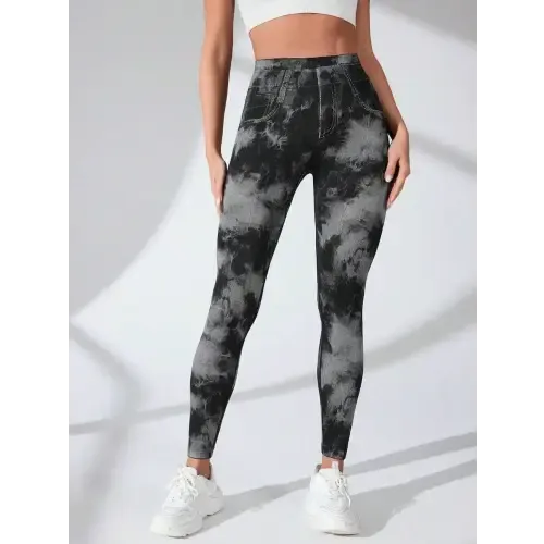 Awesome Tie-Dye High Waist Active Leggings with Pockets