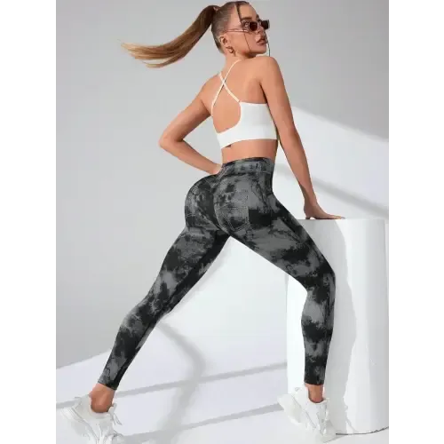 Awesome Tie-Dye High Waist Active Leggings with Pockets