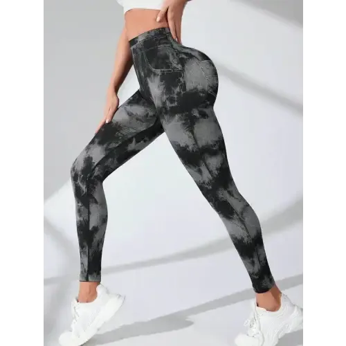 Awesome Tie-Dye High Waist Active Leggings with Pockets