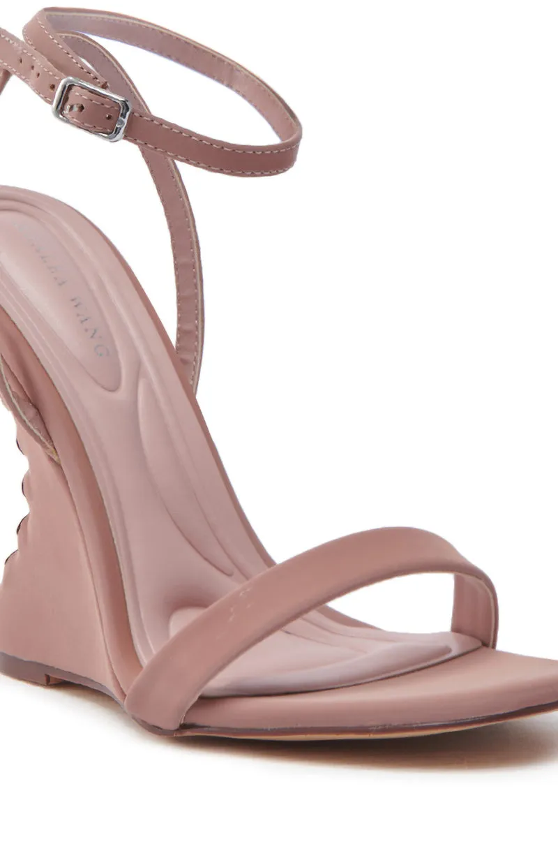 AZALEA WANG SAWNEY MAUVE LACE UP PATENT SANDAL