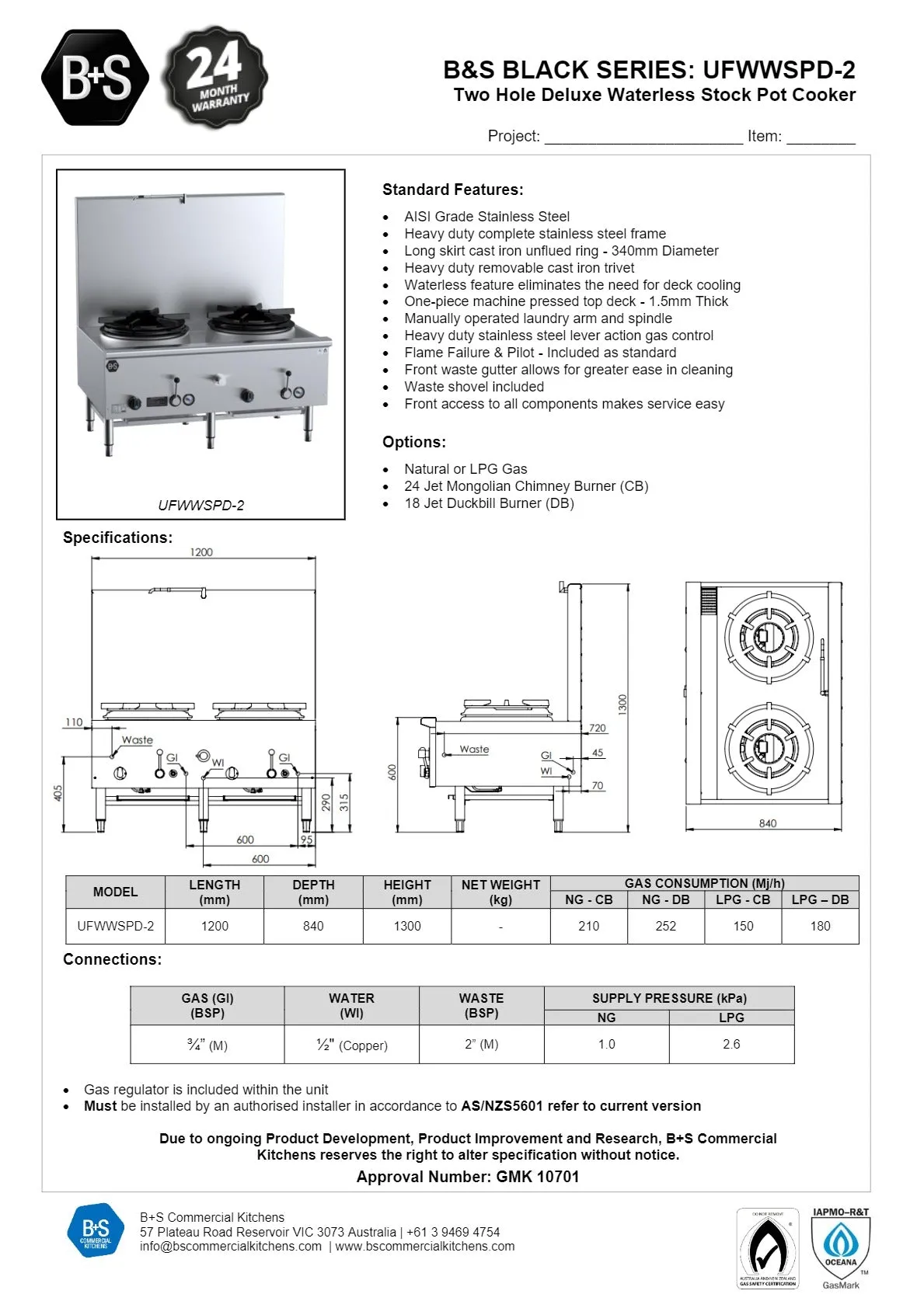 B S Black UFWWSPD-2 - Waterless Stock Pot Cooker