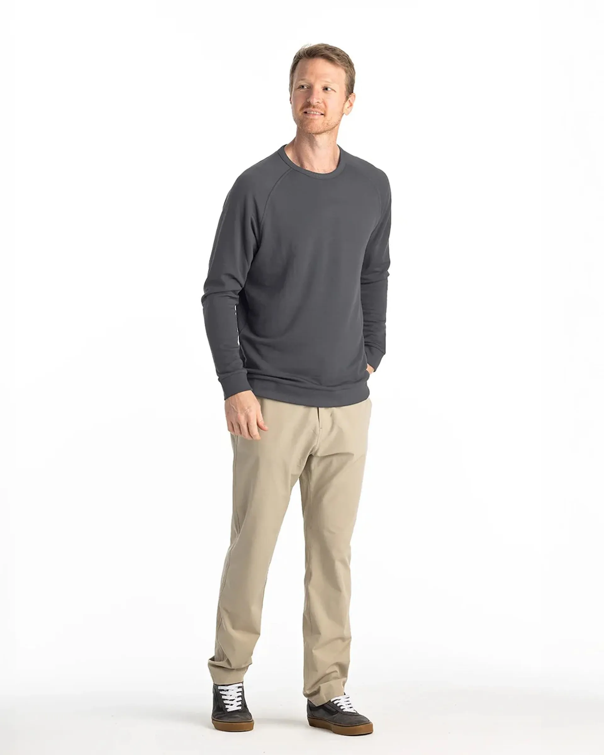 Bamboo Lightweight Fleece Crewneck - Black Sand