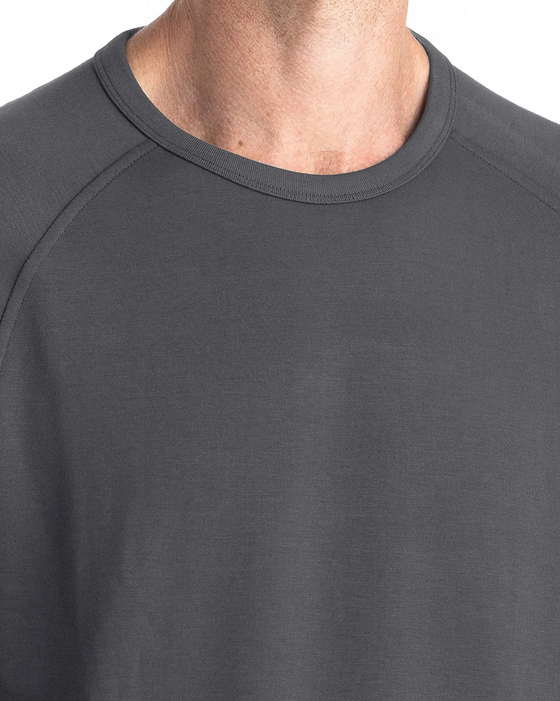Bamboo Lightweight Fleece Crewneck - Black Sand