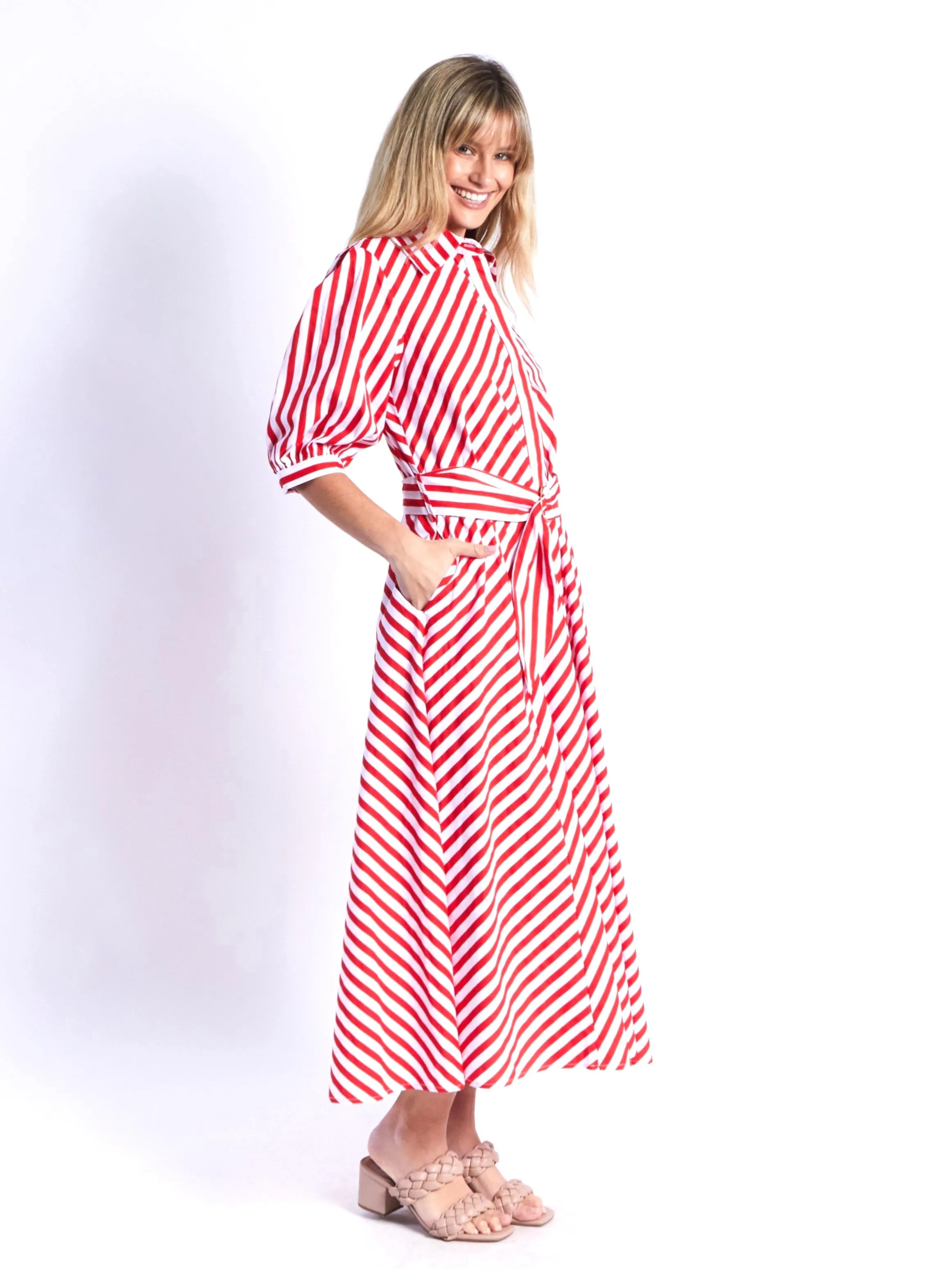 Bianca Dress - Red Stripes