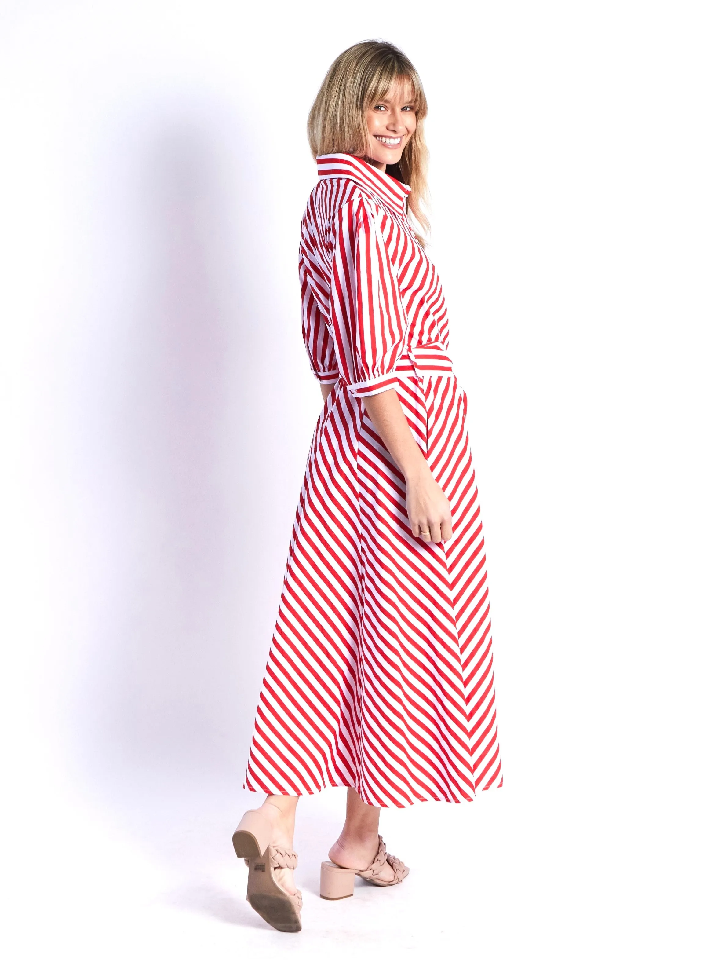 Bianca Dress - Red Stripes