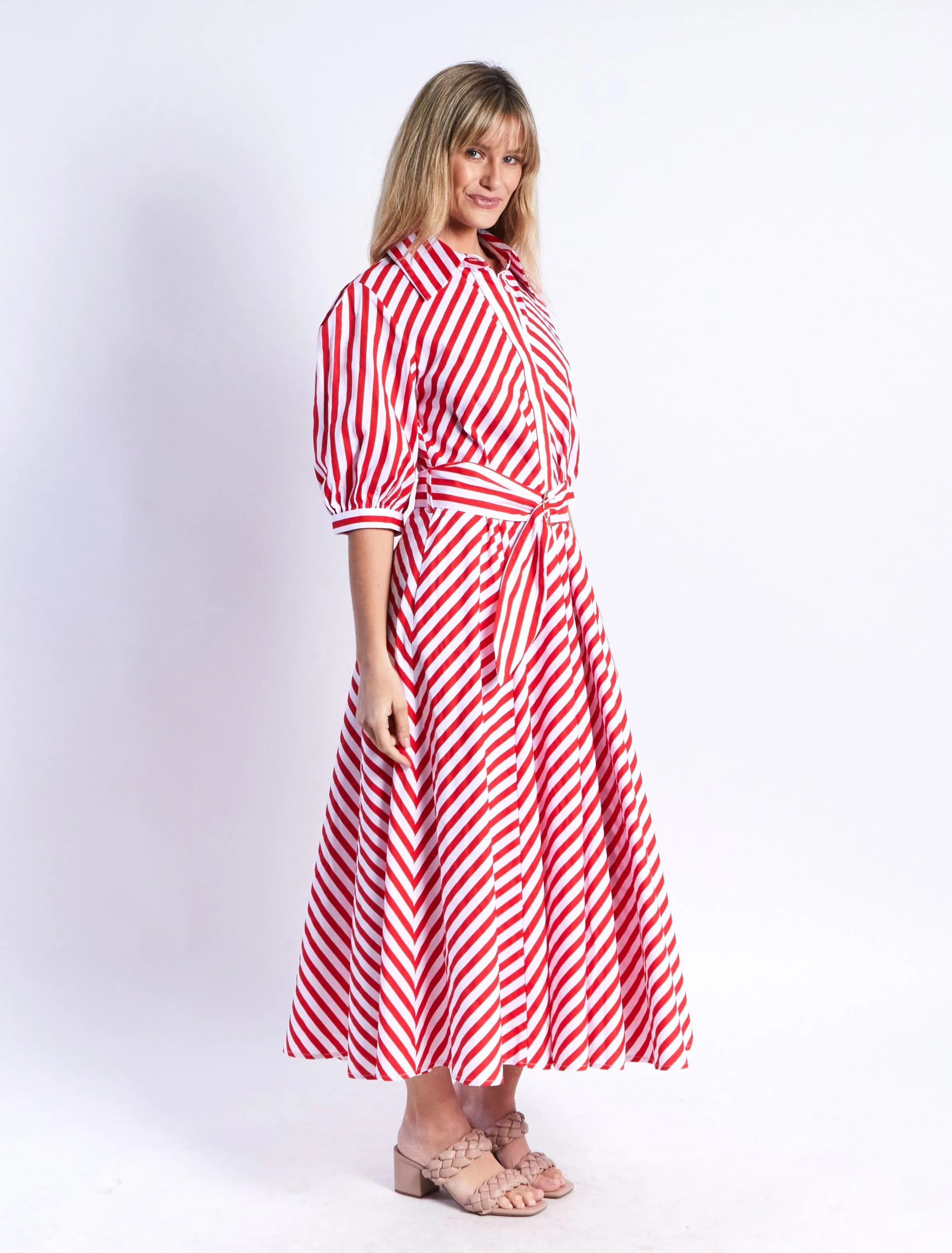 Bianca Dress - Red Stripes