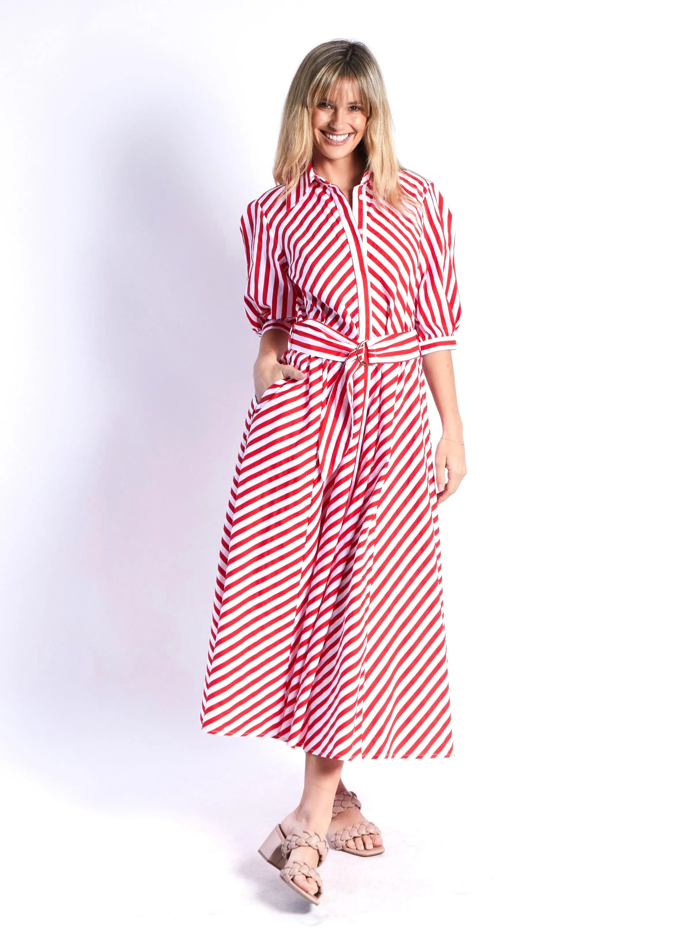 Bianca Dress - Red Stripes