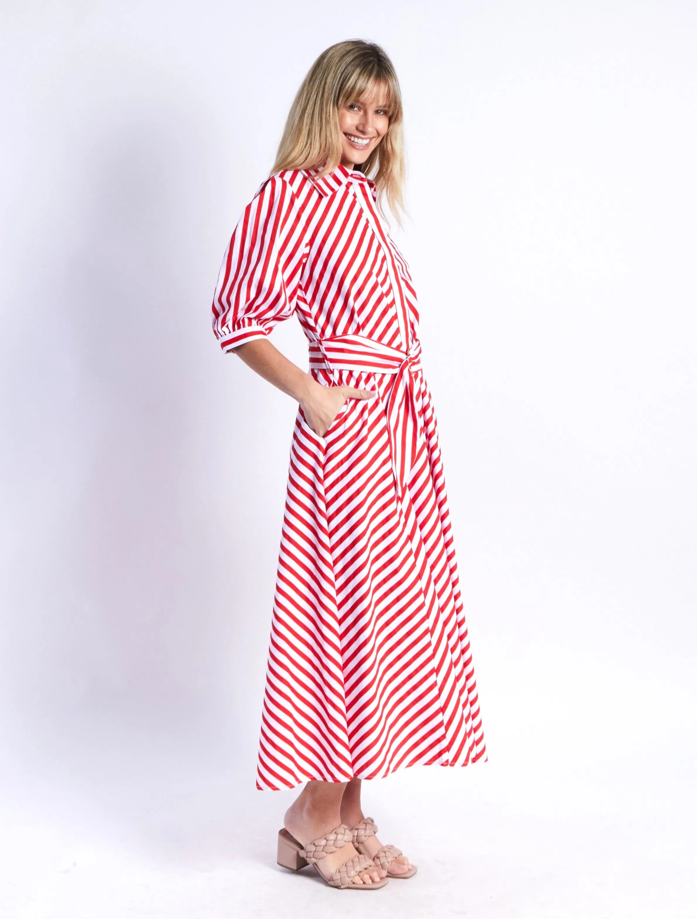 Bianca Dress - Red Stripes
