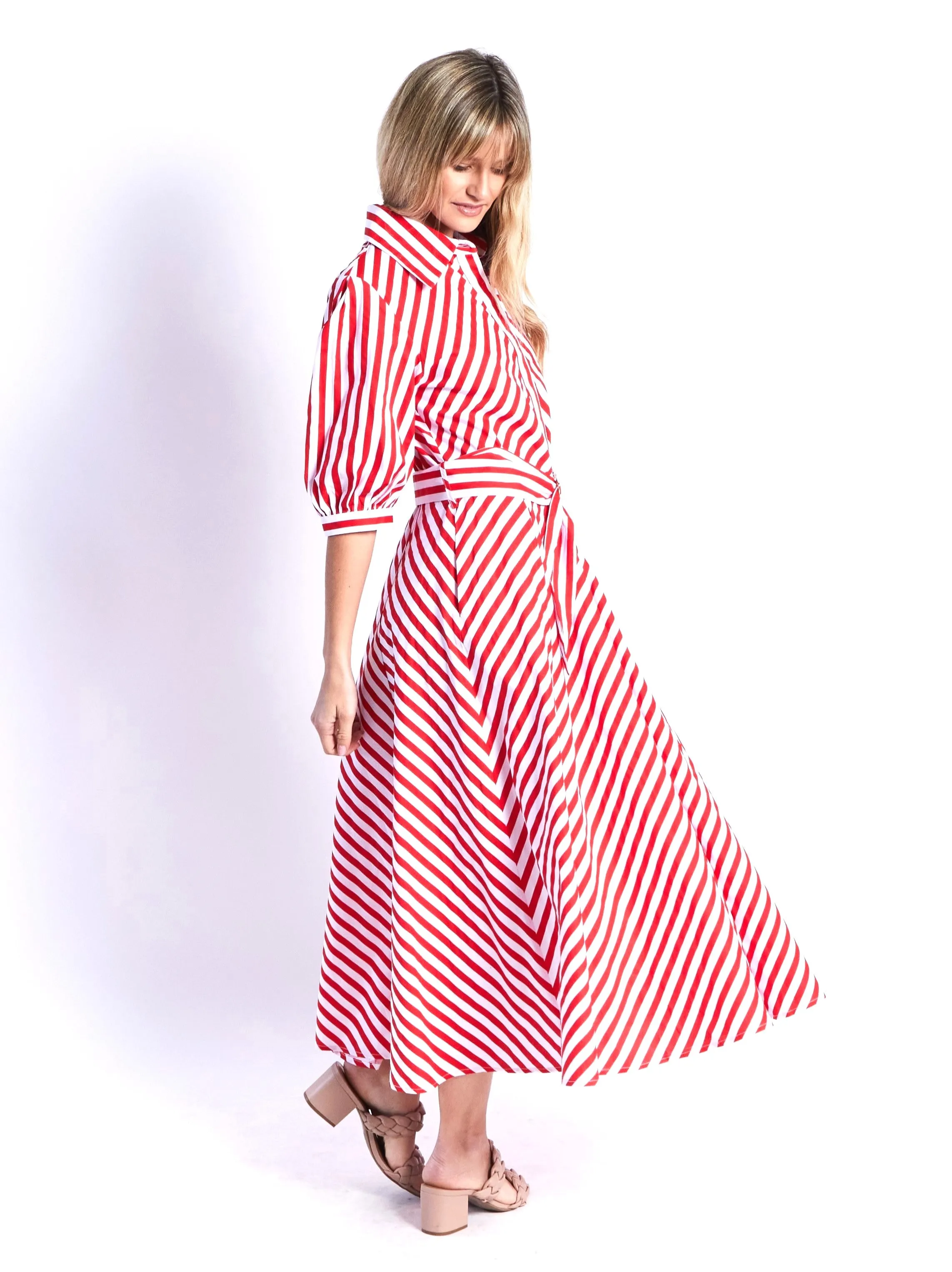 Bianca Dress - Red Stripes