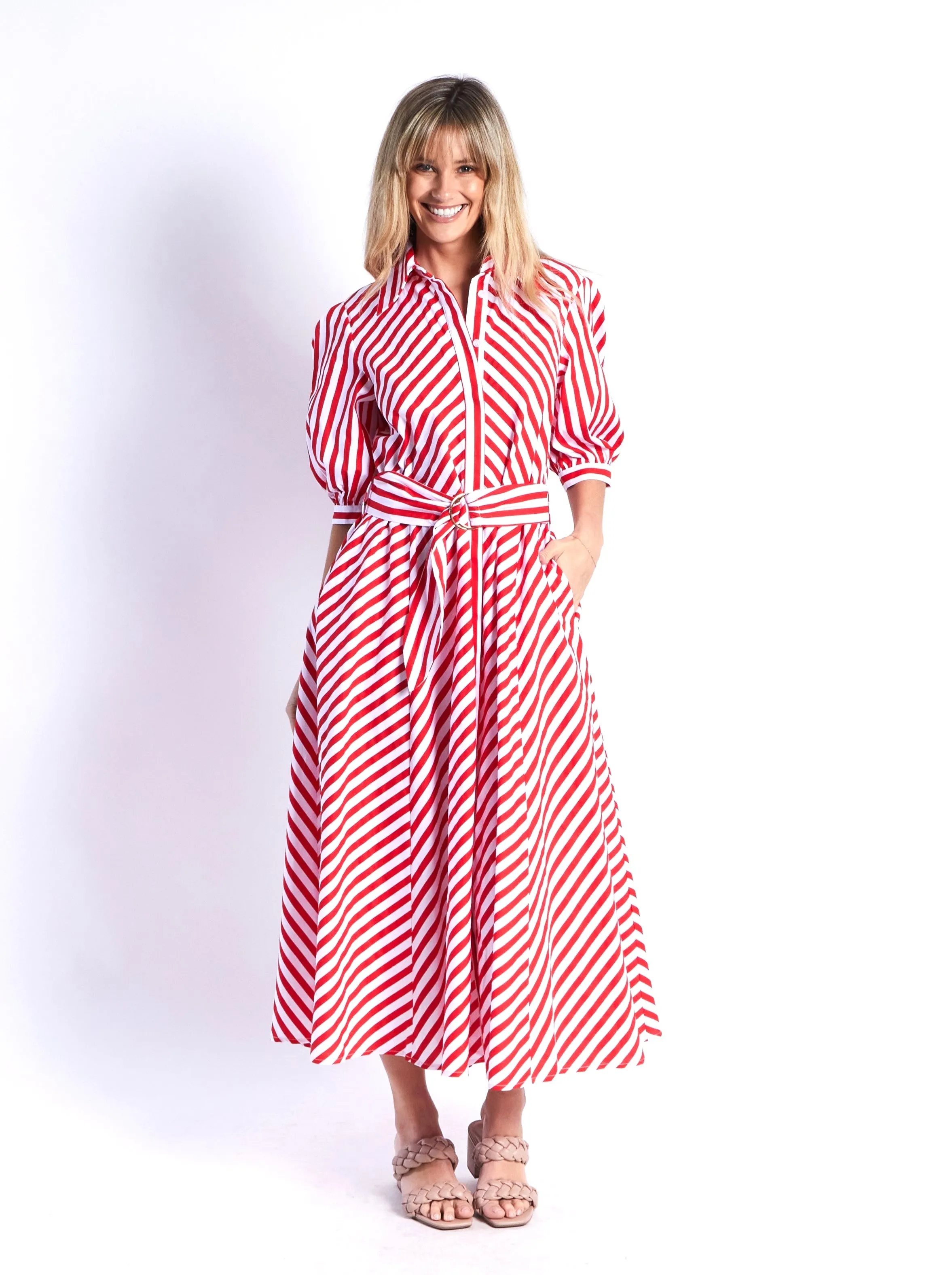 Bianca Dress - Red Stripes