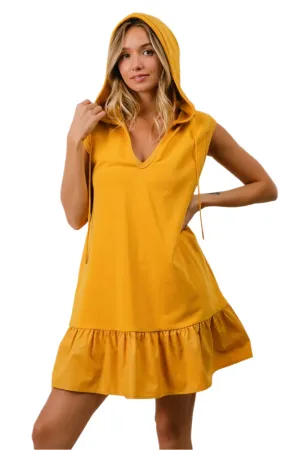 BiBi Ruffled French Terry Hooded Dress