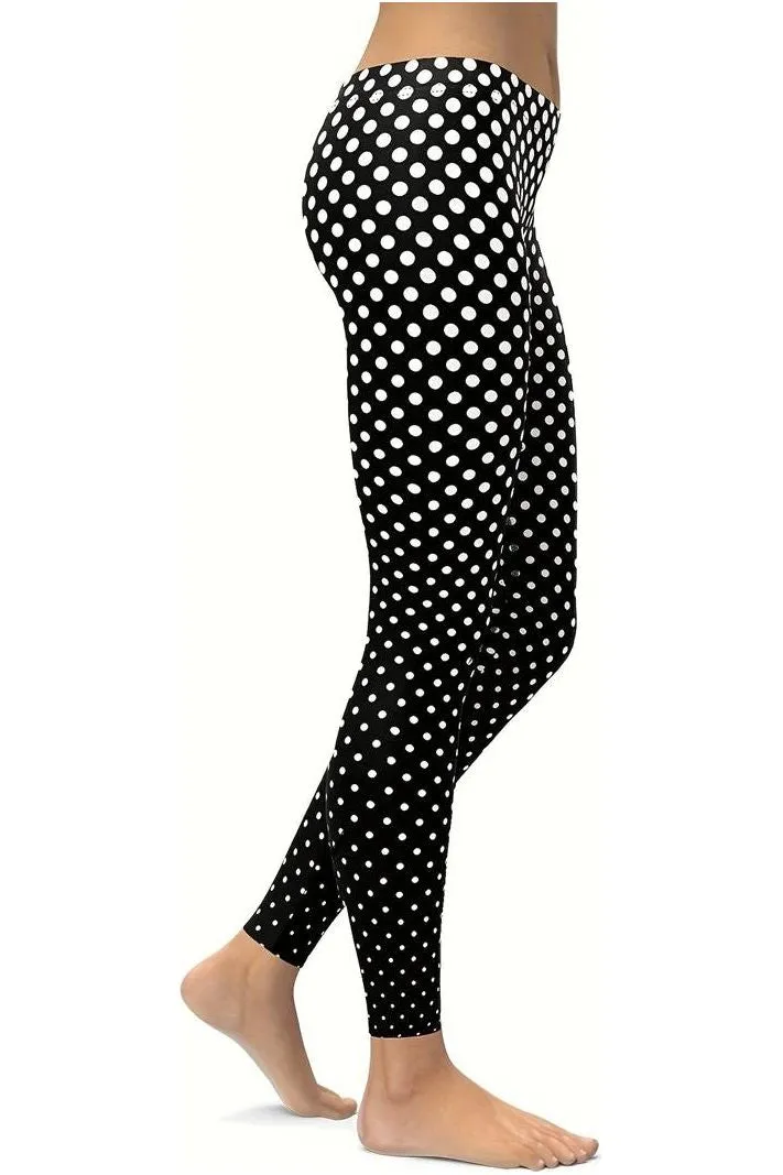 Black Polka Dot White Spot Leggings