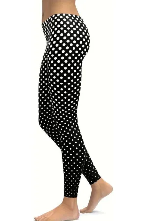 Black Polka Dot White Spot Leggings