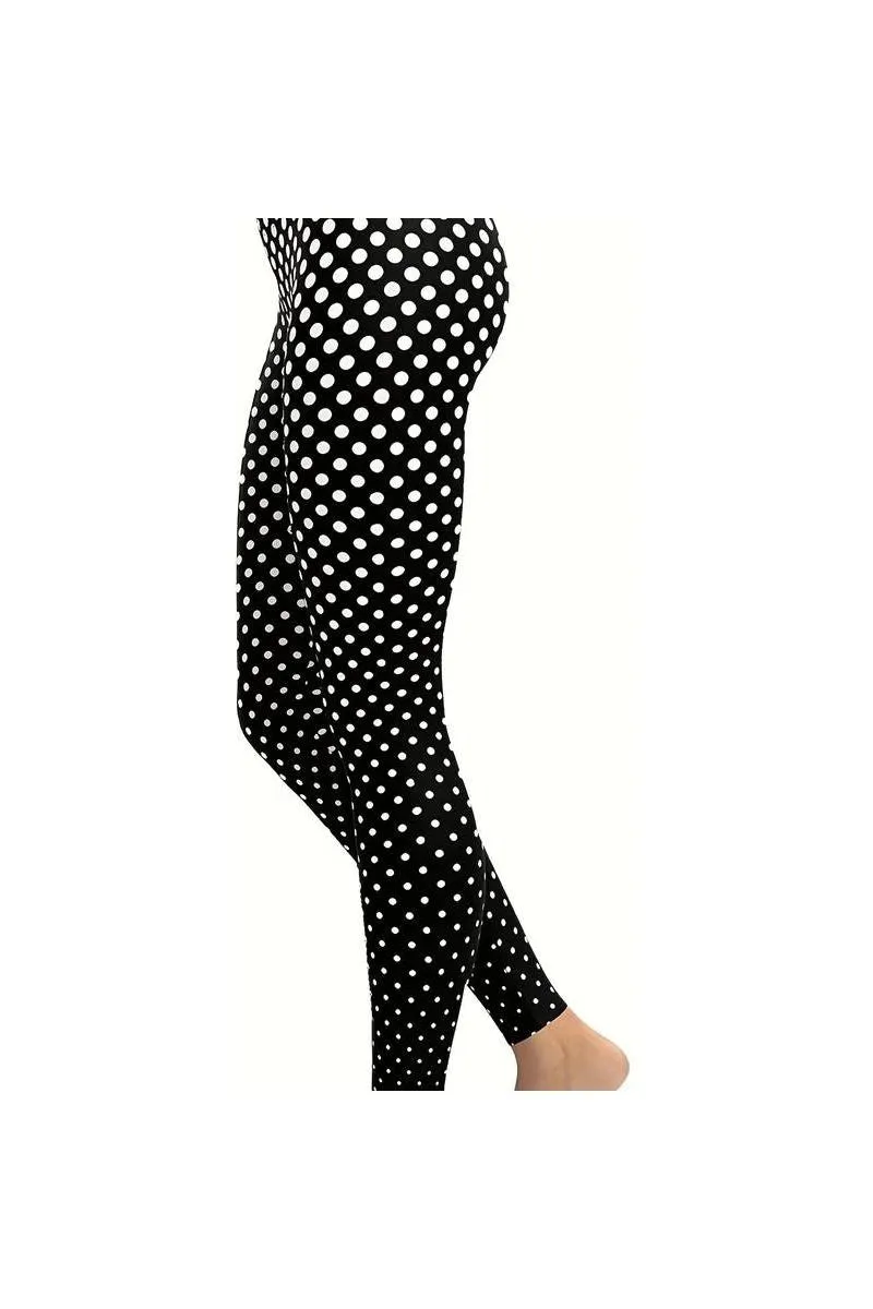 Black Polka Dot White Spot Leggings