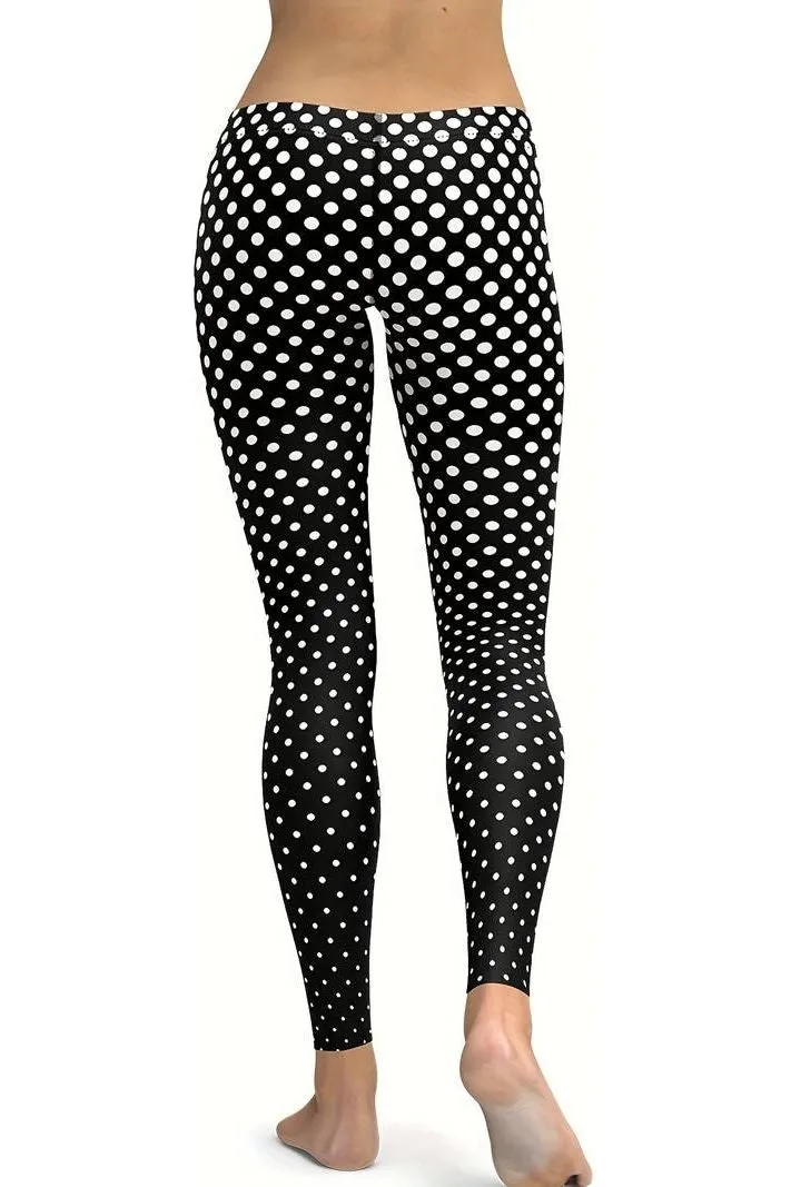 Black Polka Dot White Spot Leggings