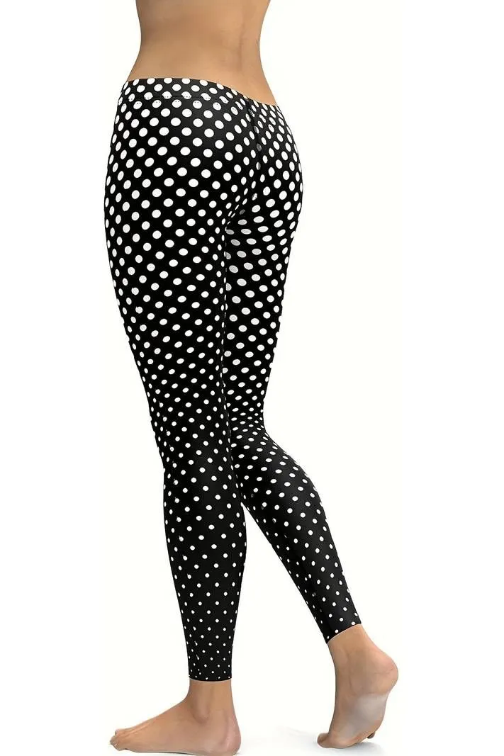 Black Polka Dot White Spot Leggings