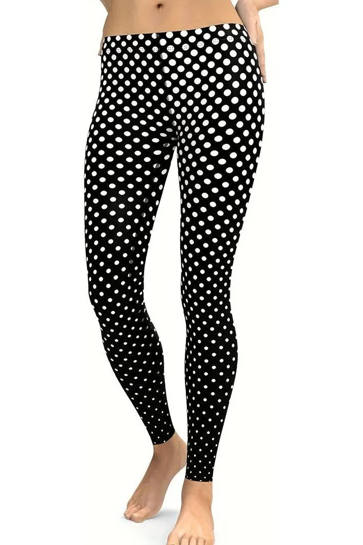 Black Polka Dot White Spot Leggings